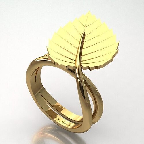 Nature Inspired Leaf Ring  Elegant 3D Jewelry Design 3D print model