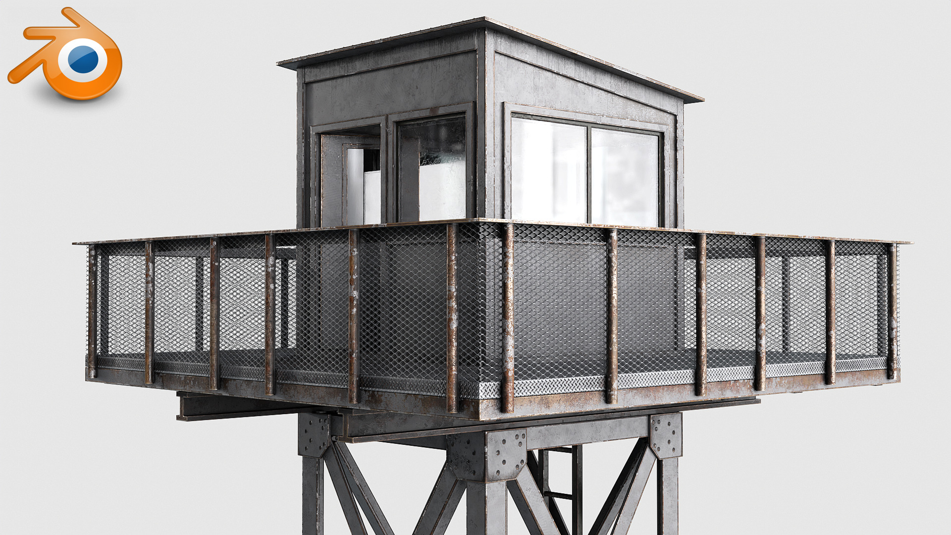 Watch tower v1 Low-poly 3D model_9