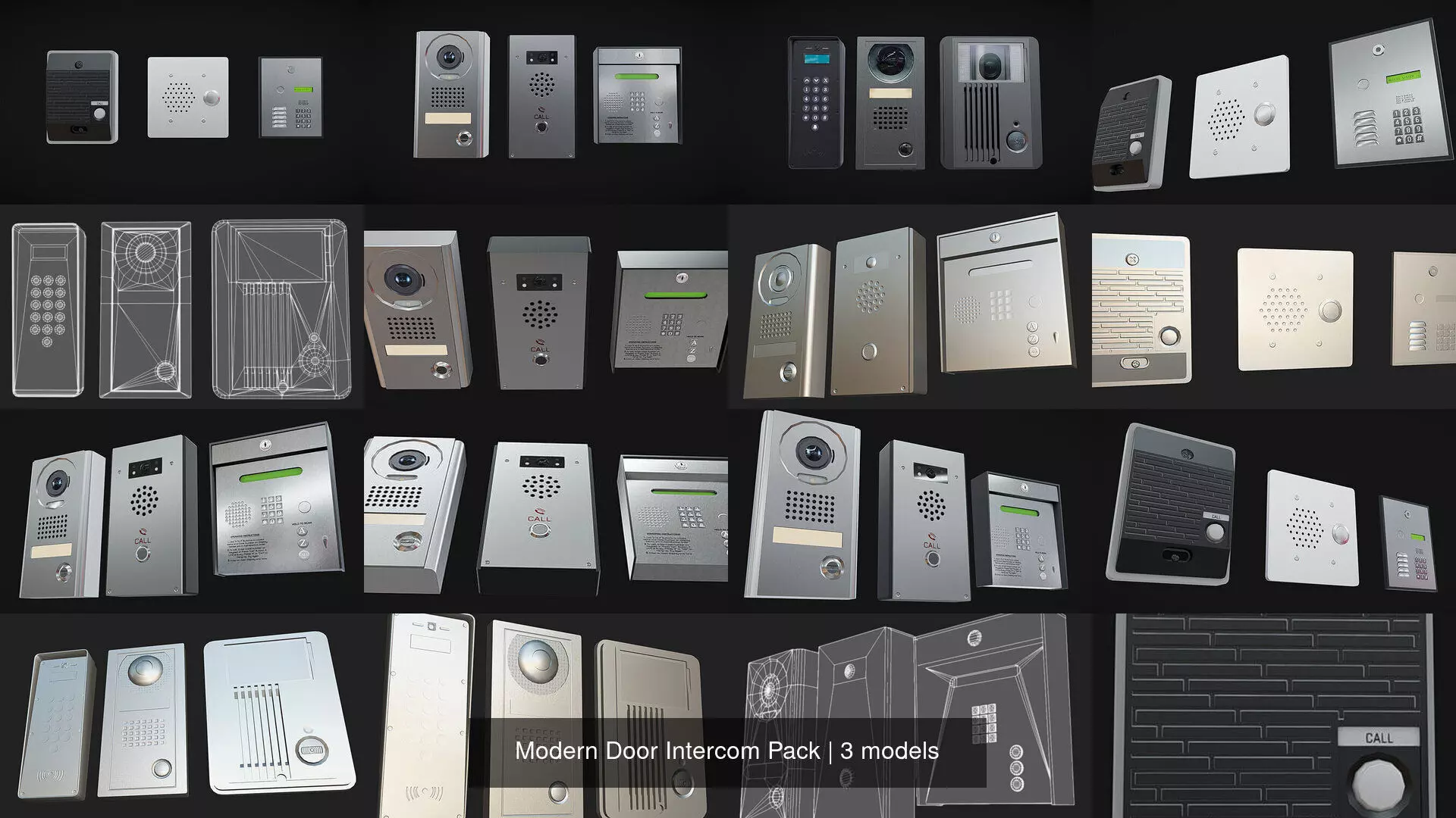 Modern Door Intercom Pack 3D Model Collection_0