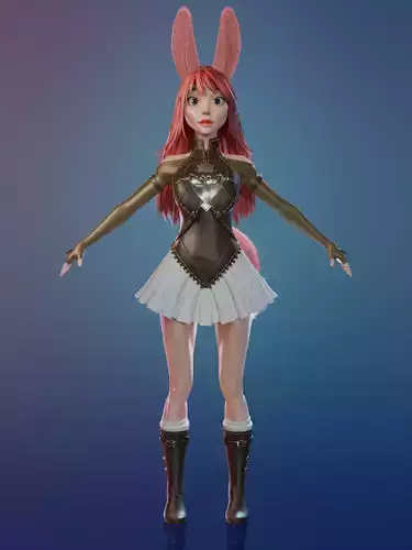 Bunny Girl Tera Project 3D Model Low Poly in Blender