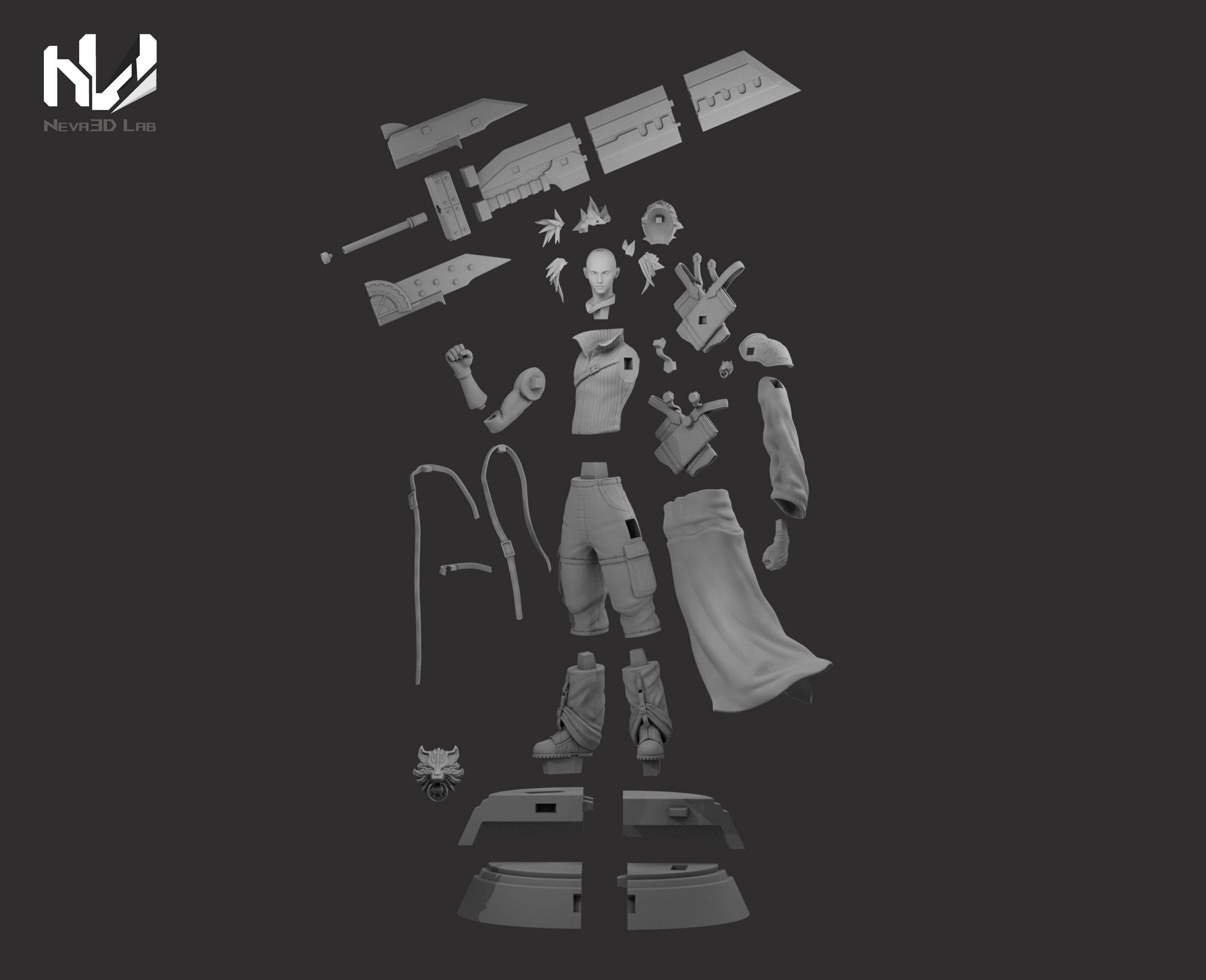 Cloud Strife STL - Final Fantasy 7 Advent Children 3D print model_11