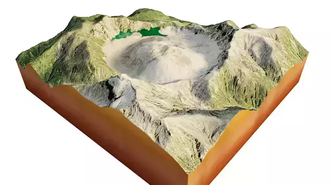 Chaiten volcanic caldera 3d model terrain