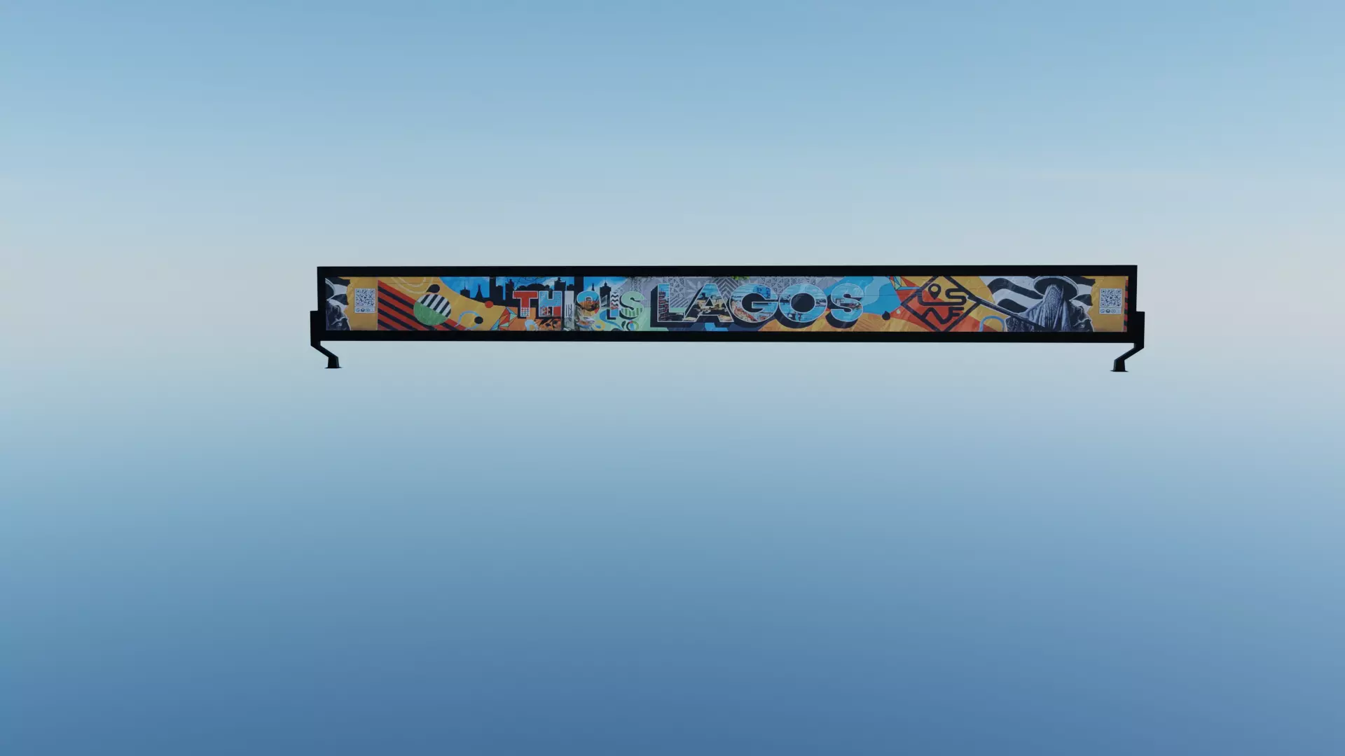 Long static billboard Low-poly 3D model