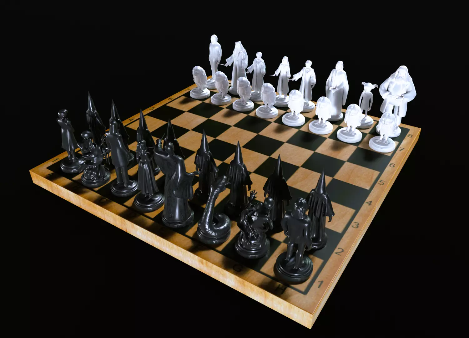 Harry Potter Chess set miniatures 3D print model_0
