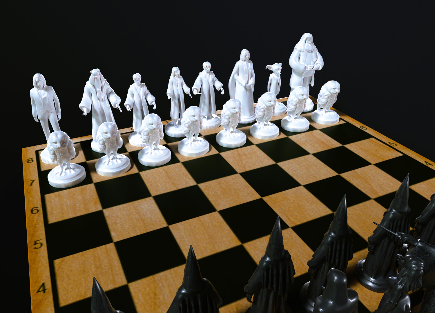 Harry Potter Chess set miniatures 3D print model_3