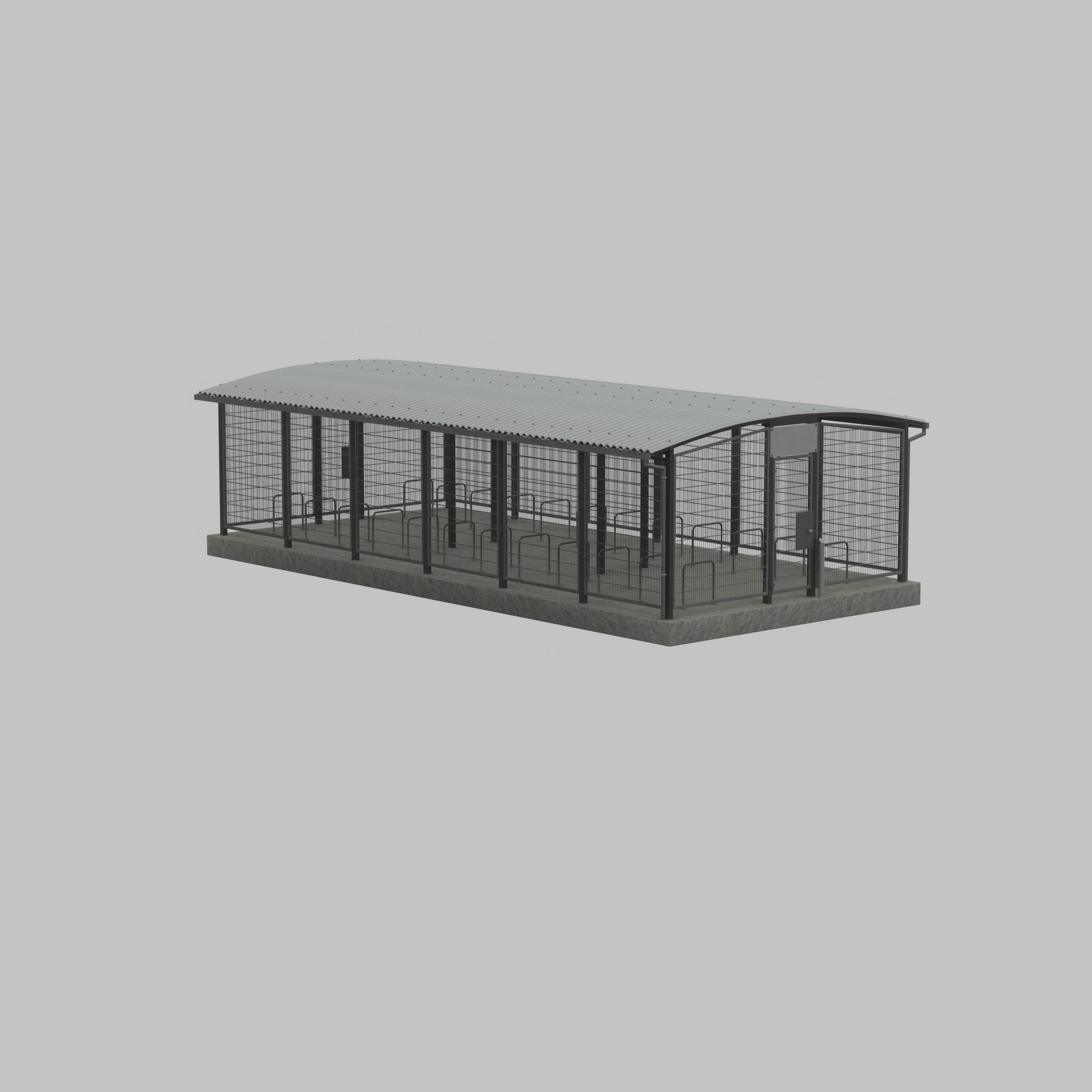 Leezenbox bicycle shelter with foundation Low-poly 3D model_21