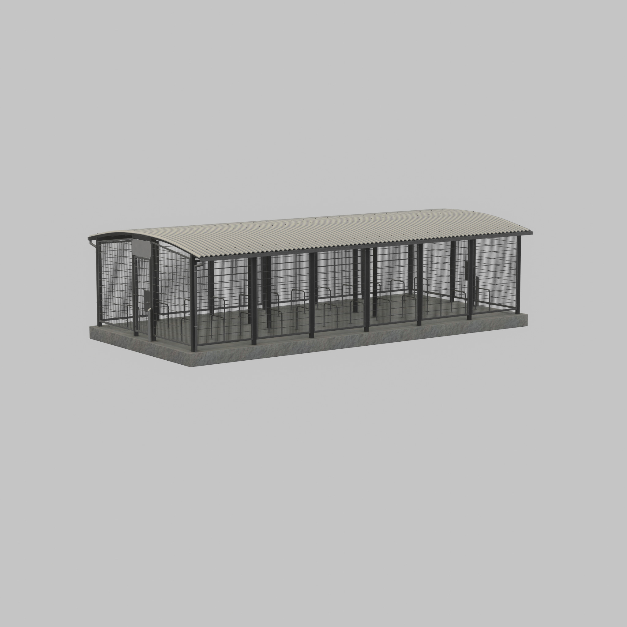 Leezenbox bicycle shelter with foundation Low-poly 3D model_25