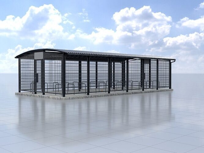 Leezenbox bicycle shelter with foundation Low-poly 3D model