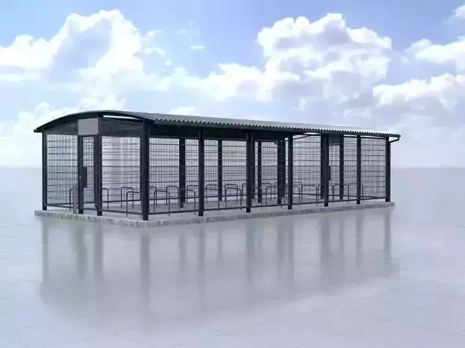 Leezenbox bicycle shelter with foundation Low-poly 3D model