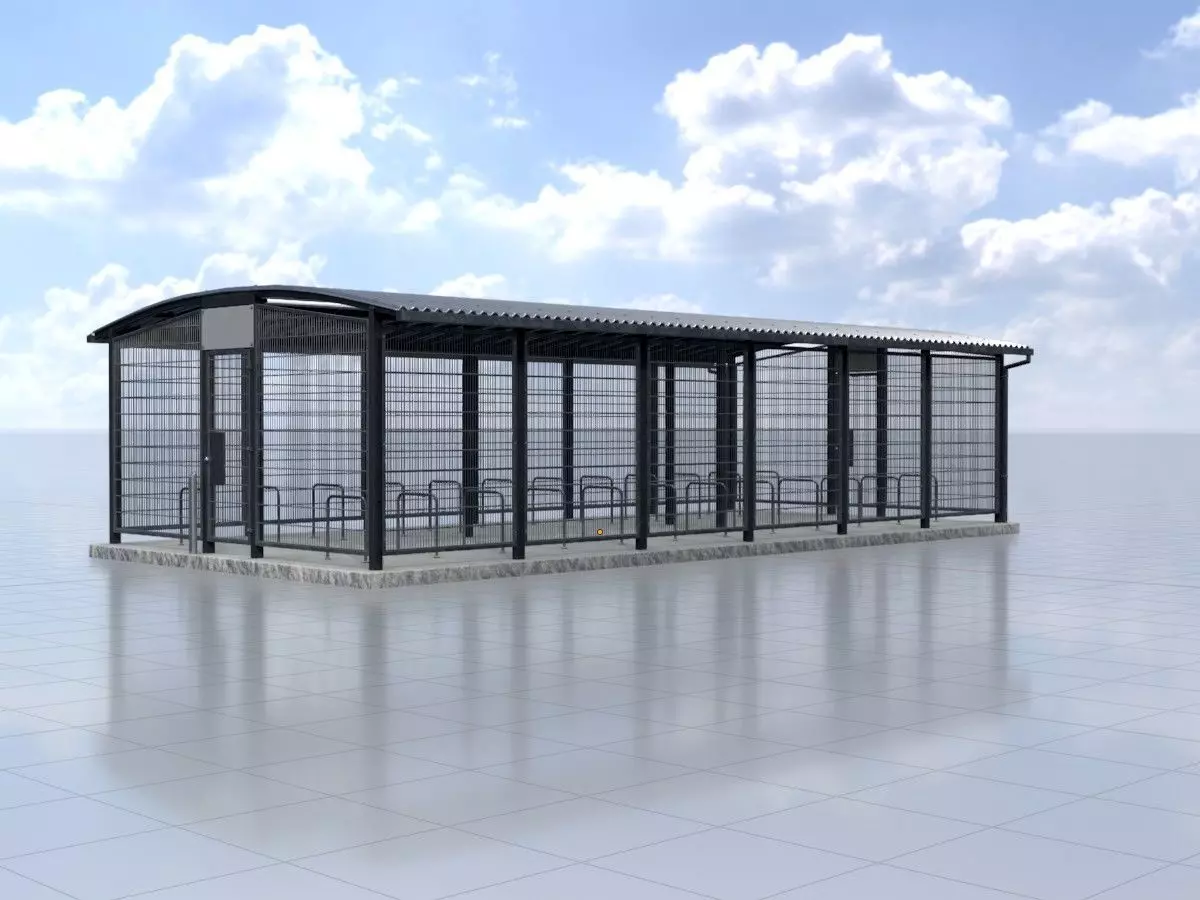 Leezenbox bicycle shelter with foundation Low-poly 3D model_0