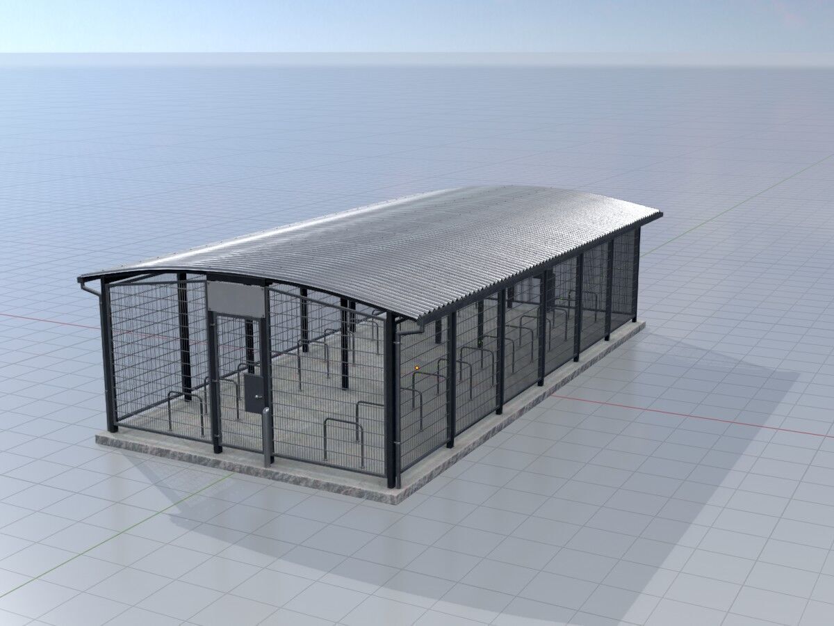 Leezenbox bicycle shelter with foundation Low-poly 3D model_3
