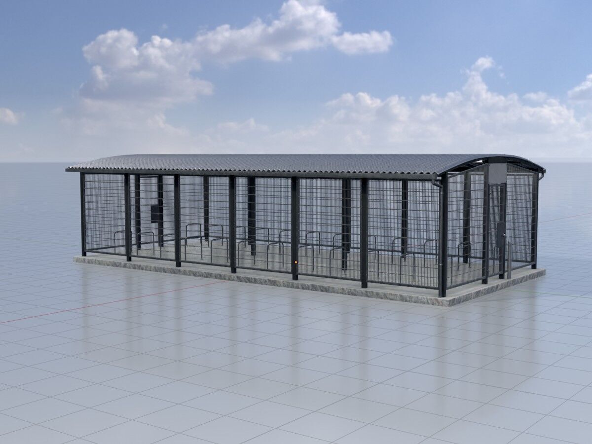 Leezenbox bicycle shelter with foundation Low-poly 3D model_2