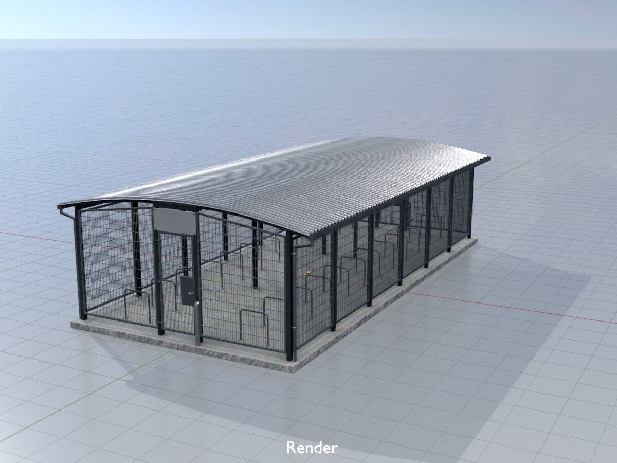 Leezenbox bicycle shelter with foundation Low-poly 3D model_15