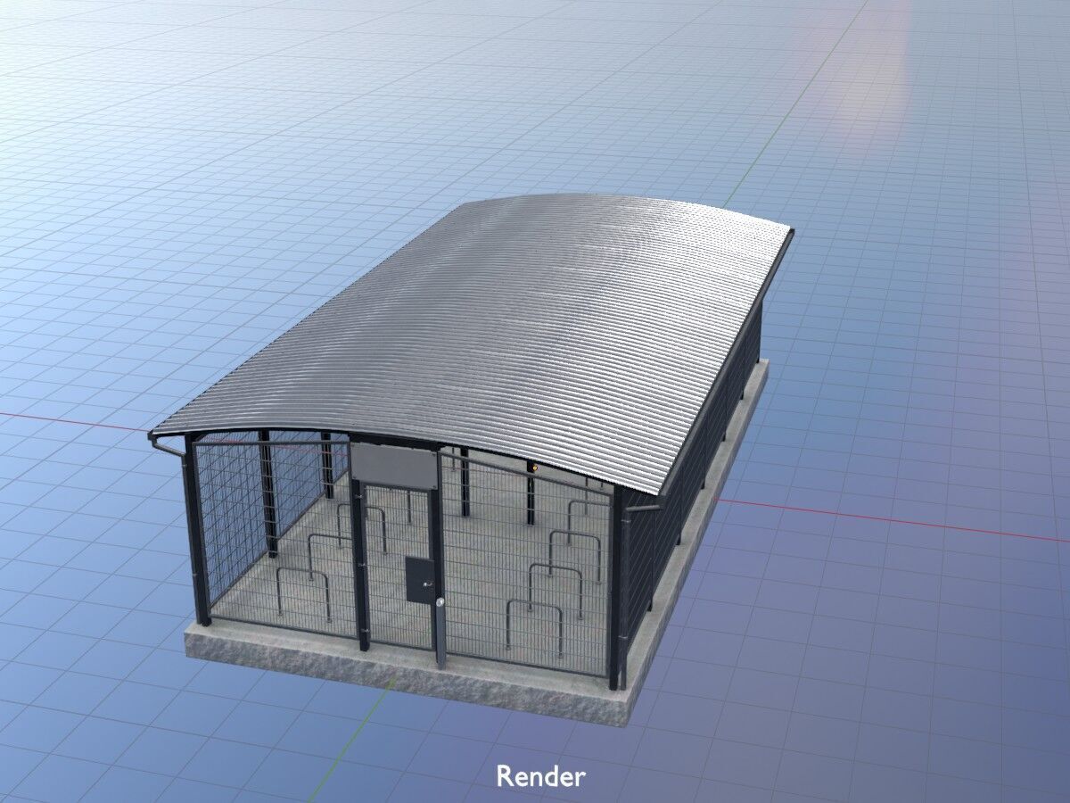 Leezenbox bicycle shelter with foundation Low-poly 3D model_19