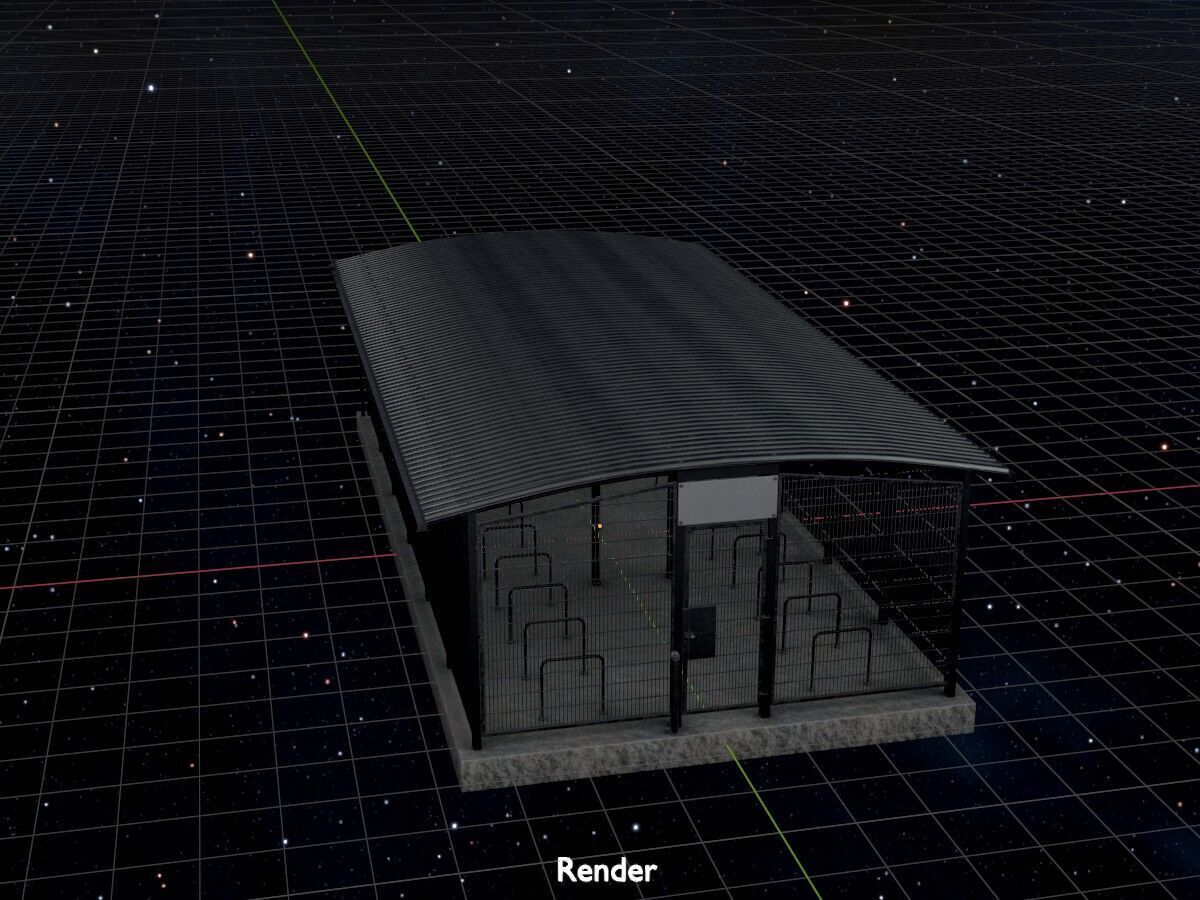 Leezenbox bicycle shelter with foundation Low-poly 3D model_17