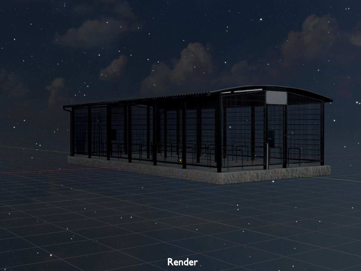 Leezenbox bicycle shelter with foundation Low-poly 3D model_20