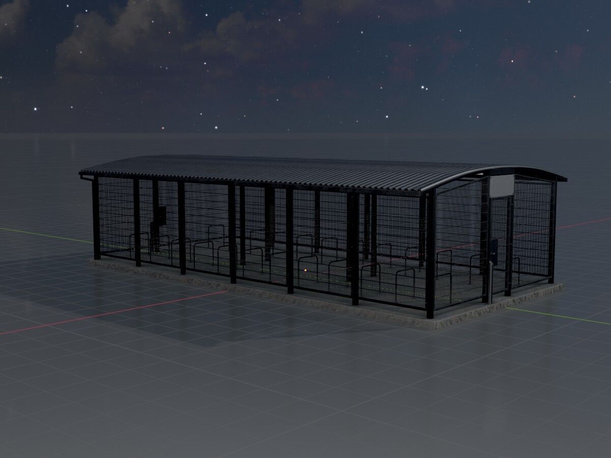 Leezenbox bicycle shelter with foundation Low-poly 3D model_4