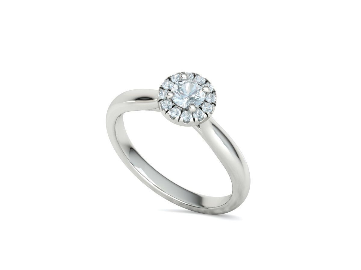 Round Halo Ring 4mm Stone Engagement Ring 30 pointer gem 3D print model_29