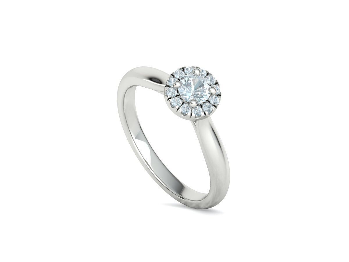 Round Halo Ring 4mm Stone Engagement Ring 30 pointer gem 3D print model_34