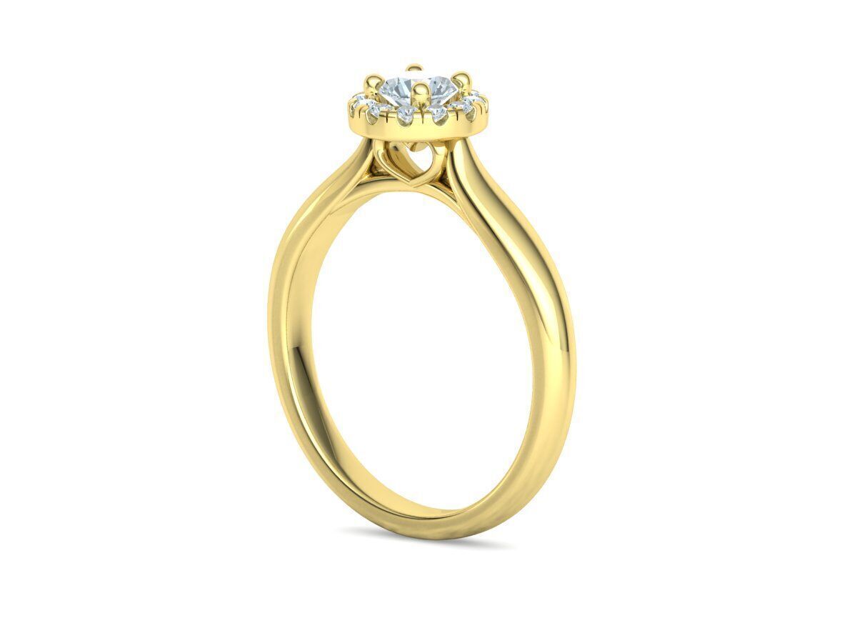 Round Halo Ring 4mm Stone Engagement Ring 30 pointer gem 3D print model_22