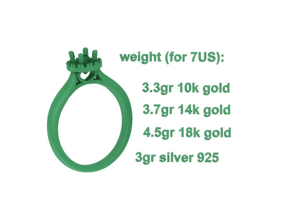 Round Halo Ring 4mm Stone Engagement Ring 30 pointer gem 3D print model_9