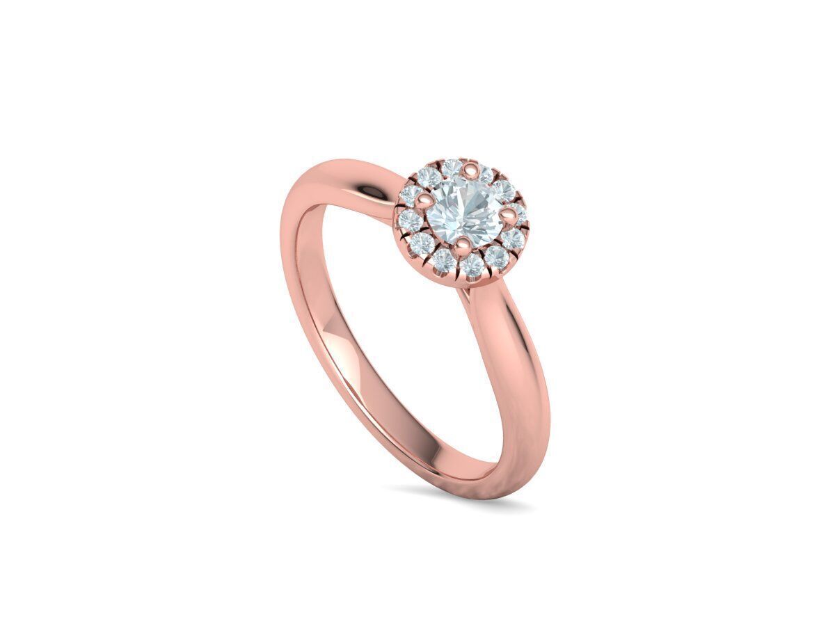 Round Halo Ring 4mm Stone Engagement Ring 30 pointer gem 3D print model_30