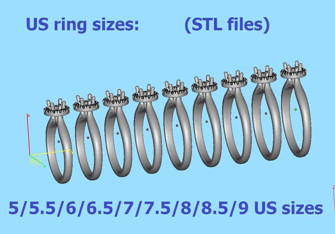 Round Halo Ring 4mm Stone Engagement Ring 30 pointer gem 3D print model_10