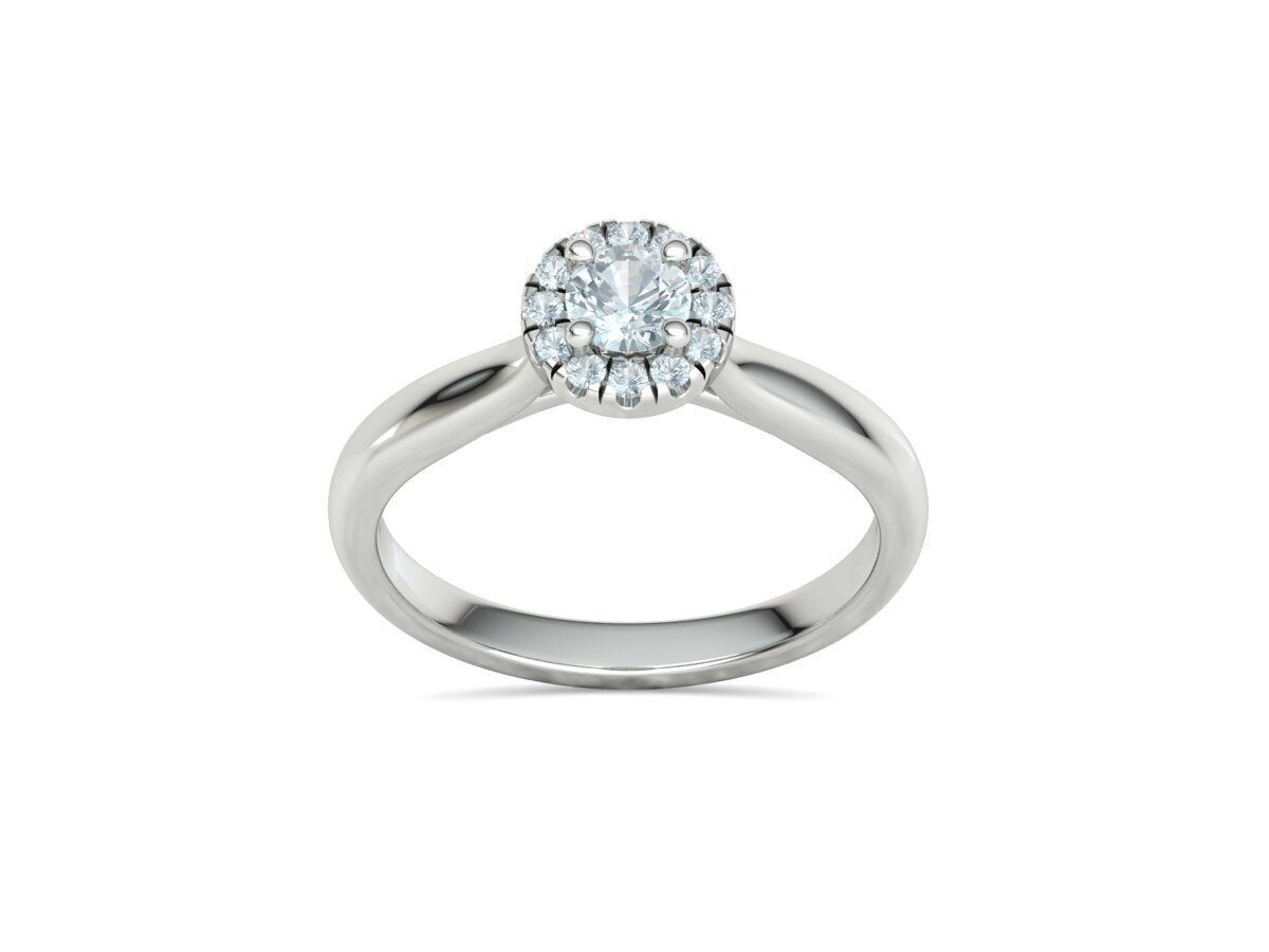 Round Halo Ring 4mm Stone Engagement Ring 30 pointer gem 3D print model_17