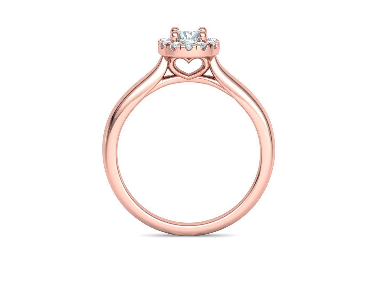 Round Halo Ring 4mm Stone Engagement Ring 30 pointer gem 3D print model_18