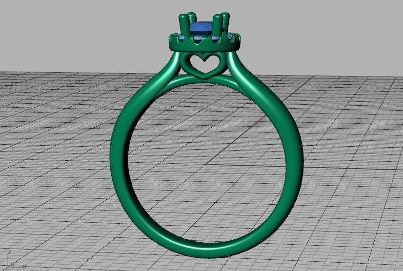 Round Halo Ring 4mm Stone Engagement Ring 30 pointer gem 3D print model_40