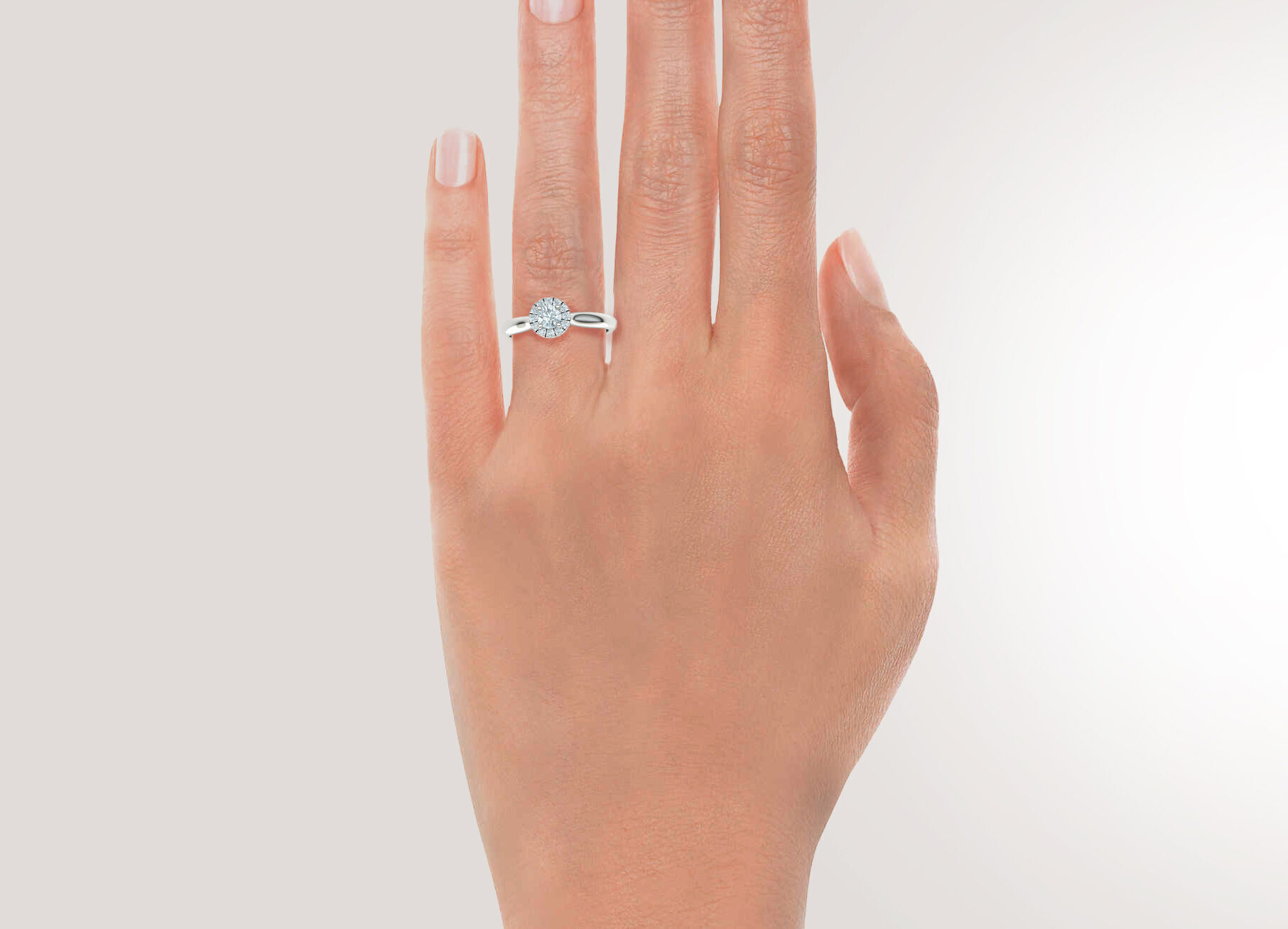 Round Halo Ring 4mm Stone Engagement Ring 30 pointer gem 3D print model_6