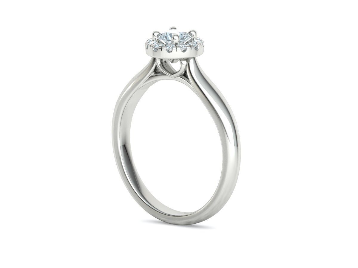 Round Halo Ring 4mm Stone Engagement Ring 30 pointer gem 3D print model_23