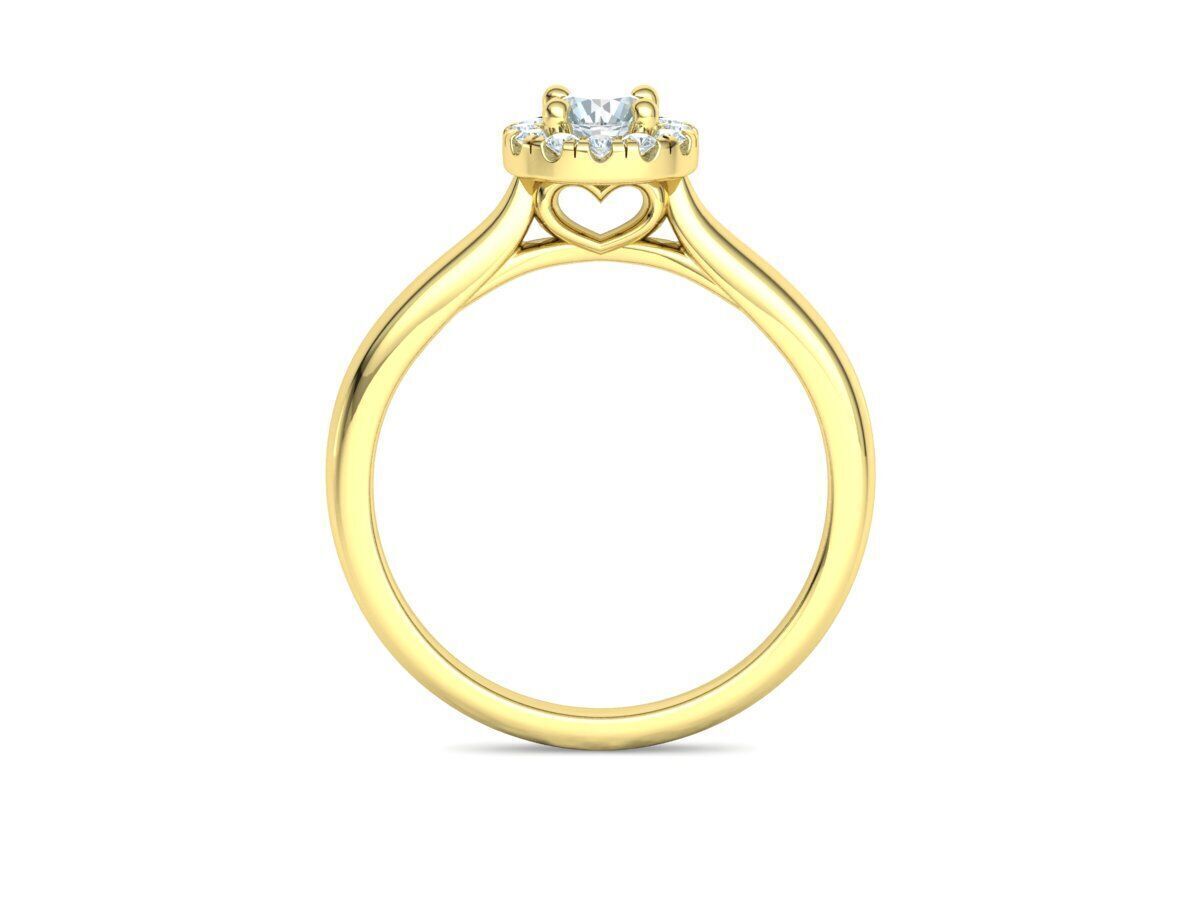 Round Halo Ring 4mm Stone Engagement Ring 30 pointer gem 3D print model_19