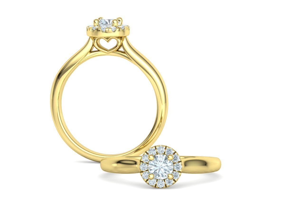 Round Halo Ring 4mm Stone Engagement Ring 30 pointer gem 3D print model_4