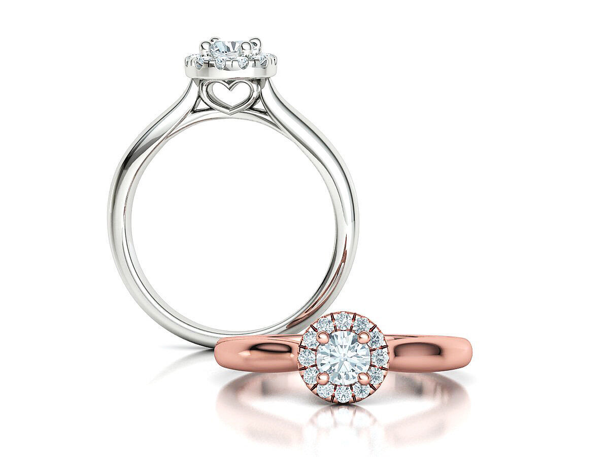 Round Halo Ring 4mm Stone Engagement Ring 30 pointer gem 3D print model_1