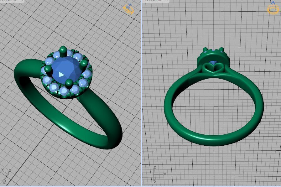 Round Halo Ring 4mm Stone Engagement Ring 30 pointer gem 3D print model_37