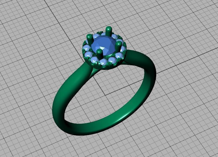 Round Halo Ring 4mm Stone Engagement Ring 30 pointer gem 3D print model_39