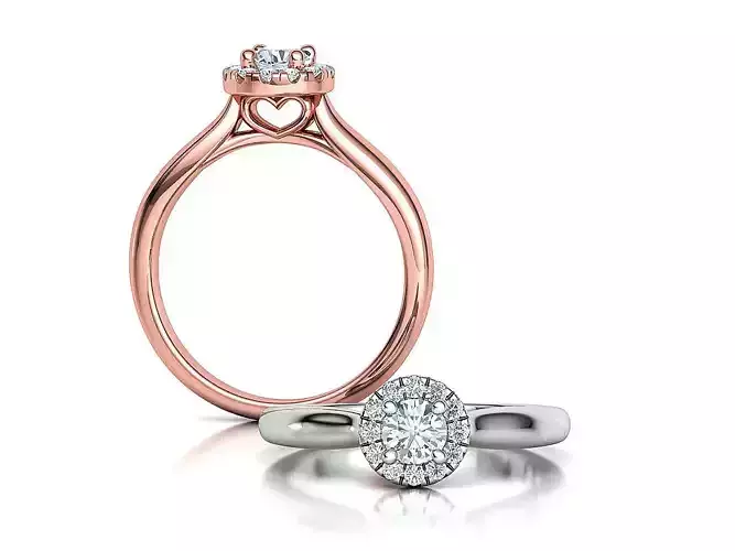 Round Halo Ring 4mm Stone Engagement Ring 30 pointer gem 3D print model
