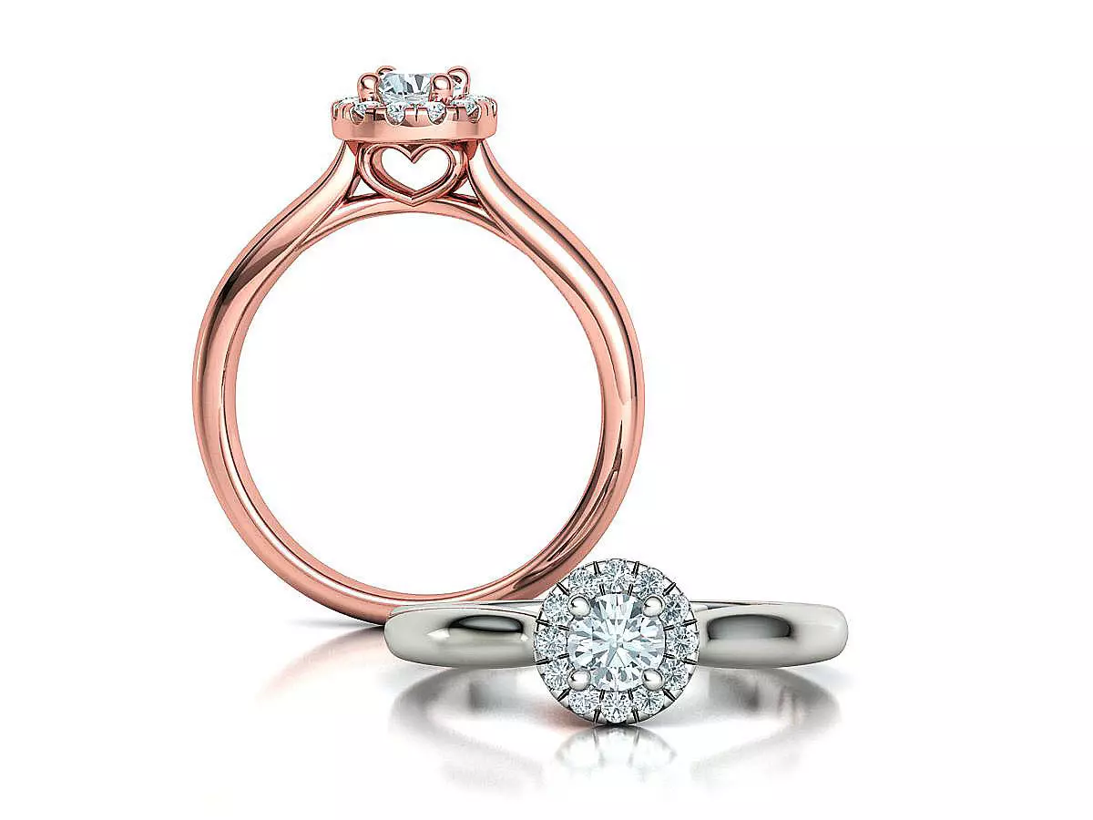 Round Halo Ring 4mm Stone Engagement Ring 30 pointer gem 3D print model_0