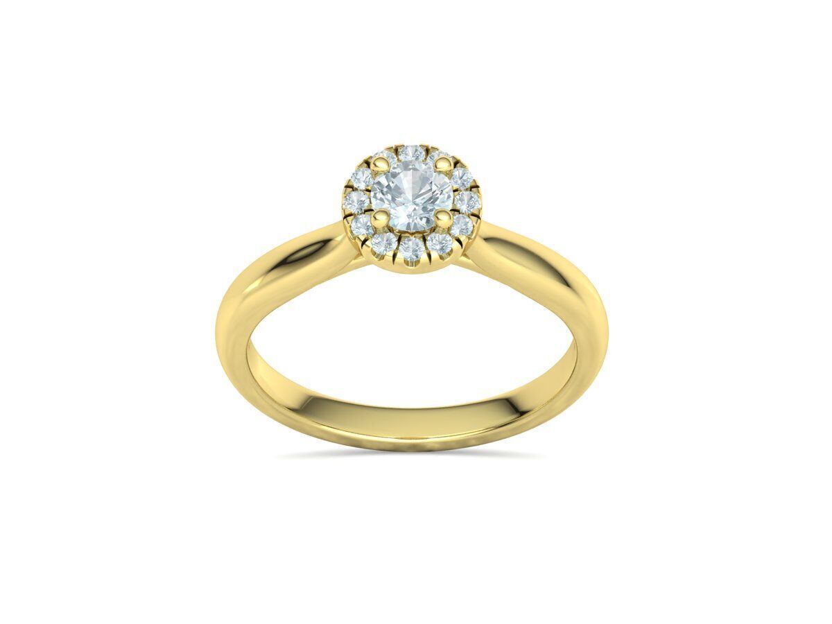 Round Halo Ring 4mm Stone Engagement Ring 30 pointer gem 3D print model_16