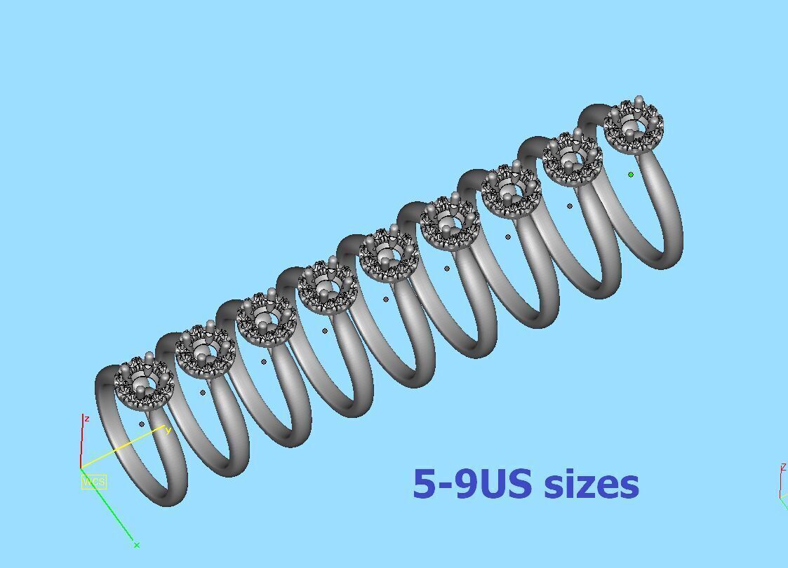 Round Halo Ring 4mm Stone Engagement Ring 30 pointer gem 3D print model_11