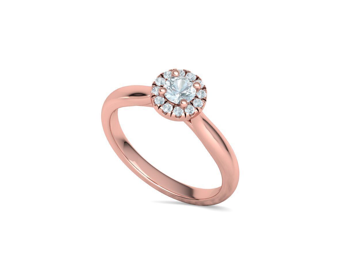 Round Halo Ring 4mm Stone Engagement Ring 30 pointer gem 3D print model_27