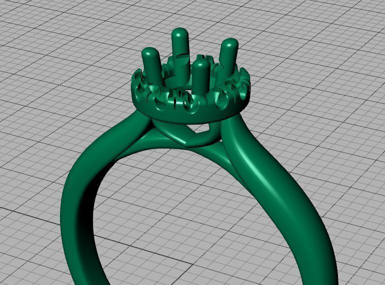 Round Halo Ring 4mm Stone Engagement Ring 30 pointer gem 3D print model_41