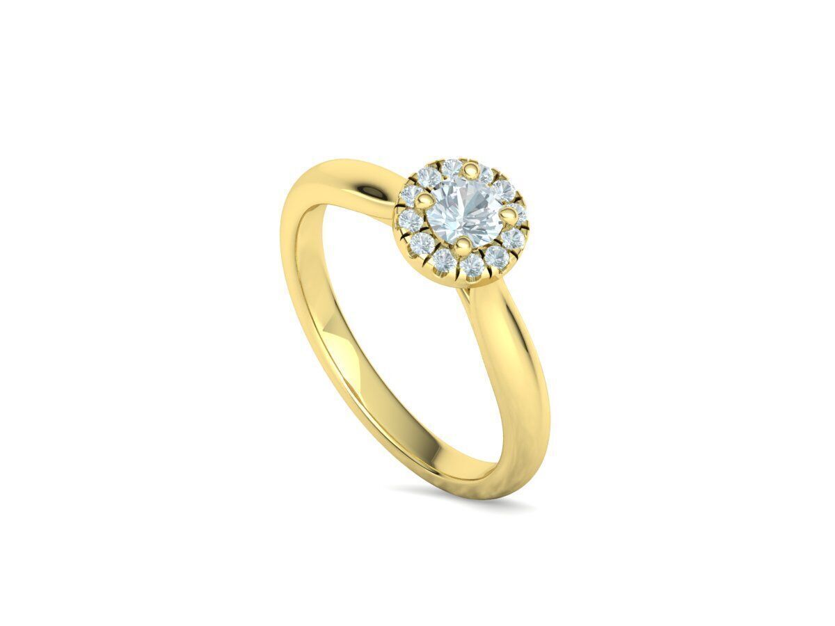 Round Halo Ring 4mm Stone Engagement Ring 30 pointer gem 3D print model_31