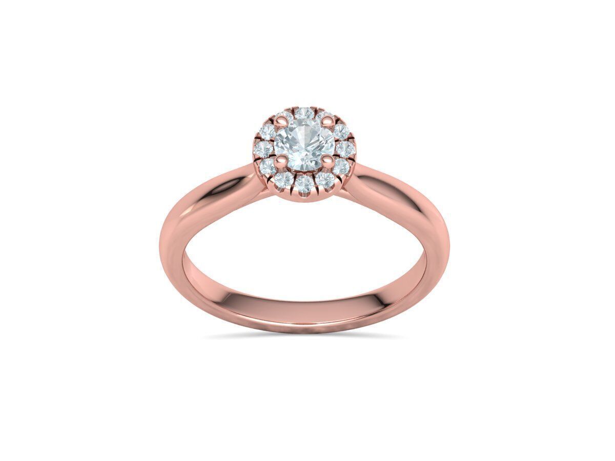 Round Halo Ring 4mm Stone Engagement Ring 30 pointer gem 3D print model_15