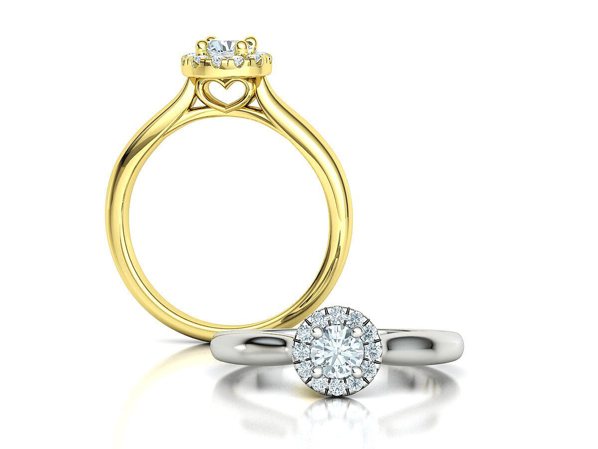 Round Halo Ring 4mm Stone Engagement Ring 30 pointer gem 3D print model_2