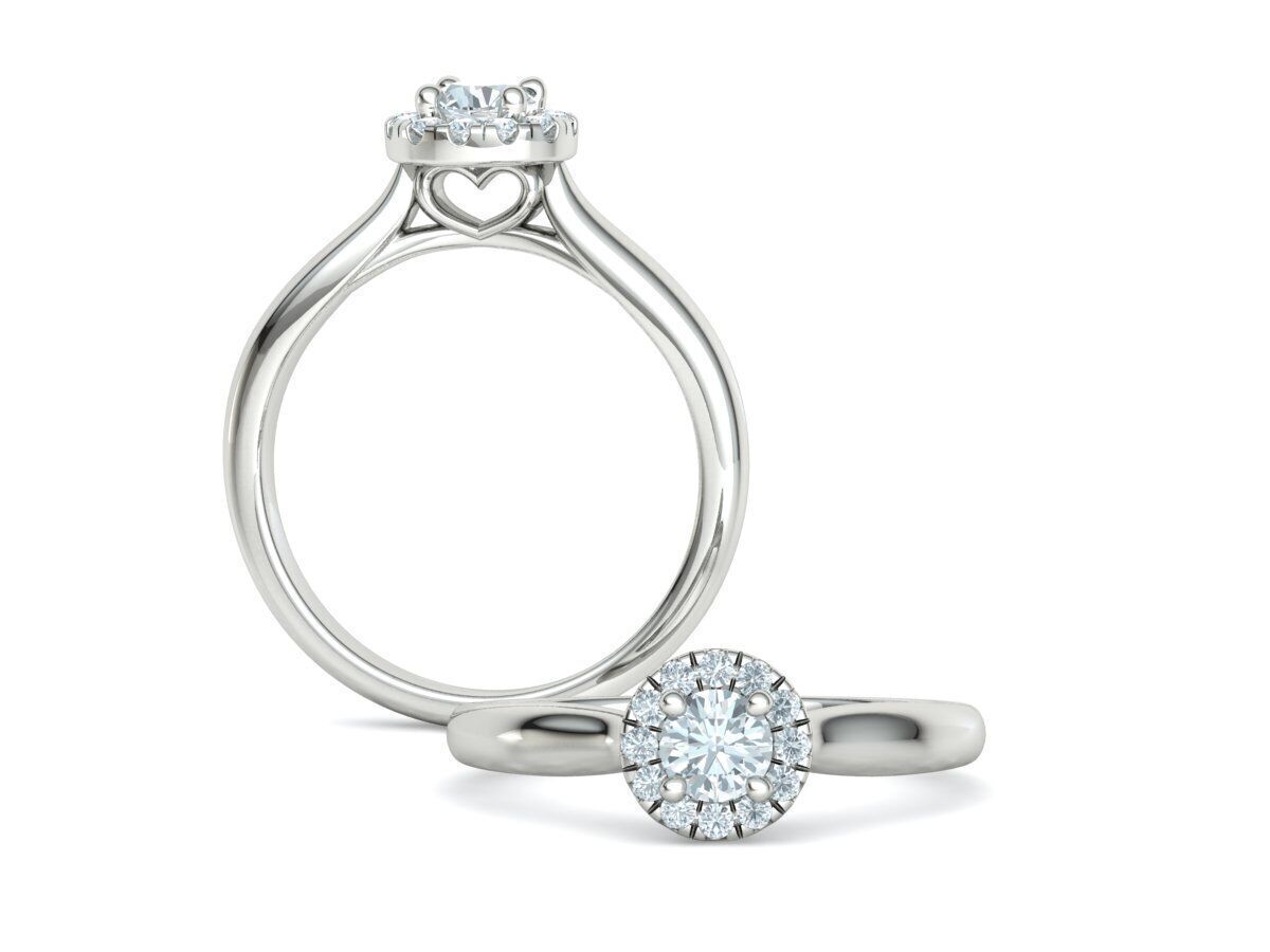 Round Halo Ring 4mm Stone Engagement Ring 30 pointer gem 3D print model_5