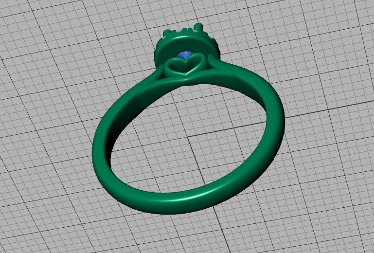 Round Halo Ring 4mm Stone Engagement Ring 30 pointer gem 3D print model_38