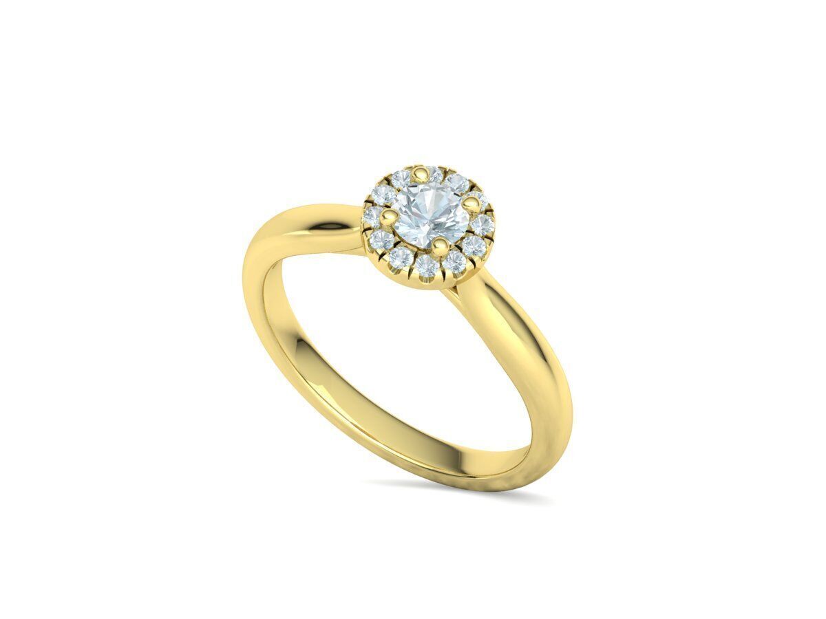 Round Halo Ring 4mm Stone Engagement Ring 30 pointer gem 3D print model_28