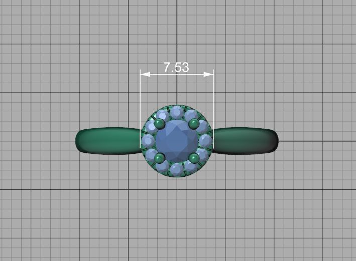 Round Halo Ring 4mm Stone Engagement Ring 30 pointer gem 3D print model_35